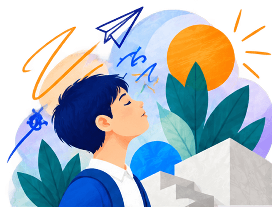 Child looking up at ideas