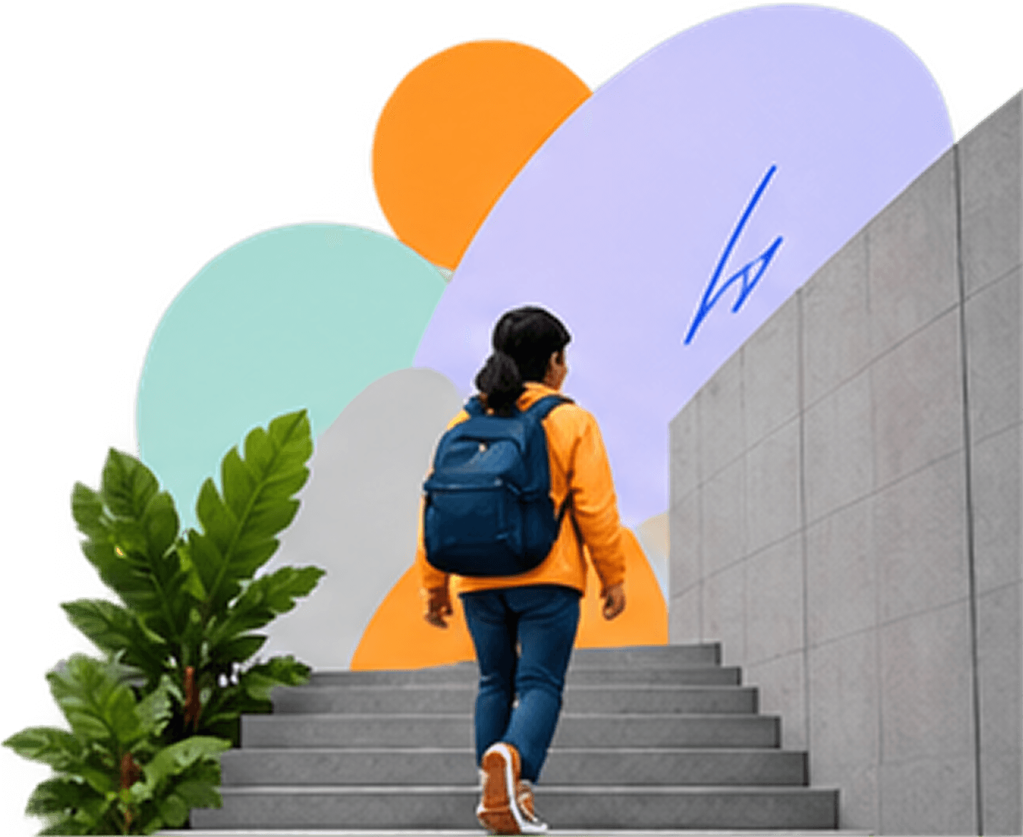 Child walking up steps